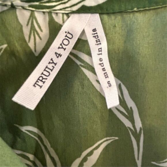 Truly 4 You Women's S Green Palm Leaf Print Midi Dress Summer Casual - Picture 6 of 11